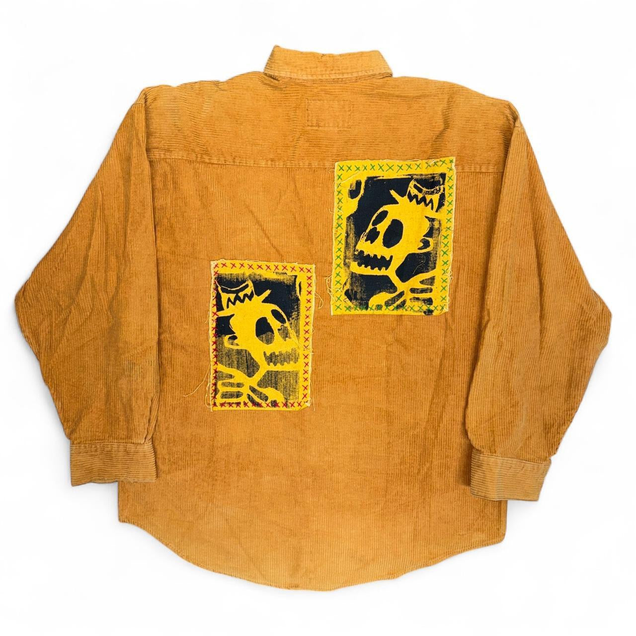 Metre Sport skull patches corduroy button-up shirt Size L