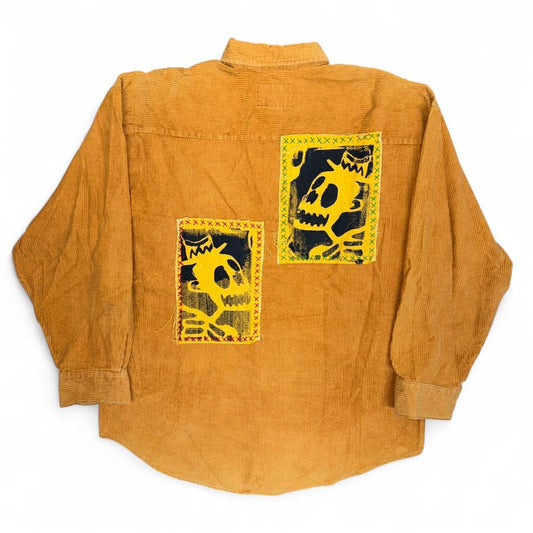 Metre Sport skull patches corduroy button-up shirt Size L