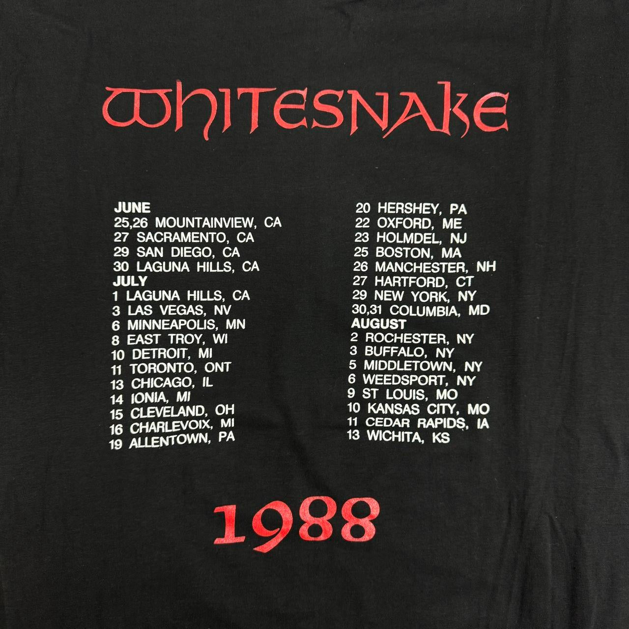 Vintage  1987 Whitesnake David Coverdale black t-shirt Size XL