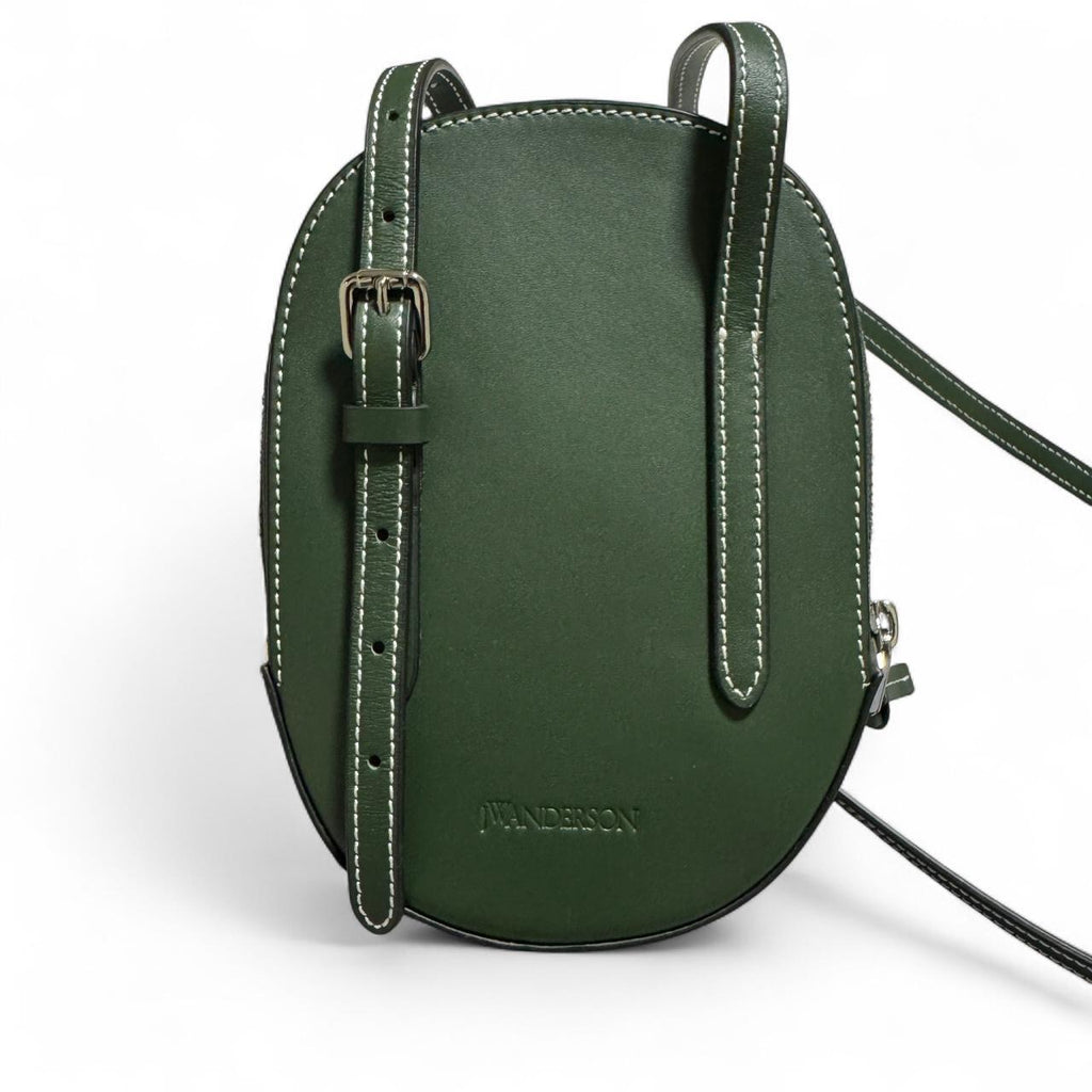 JW Anderson green leather baseball cap with adjustable strap