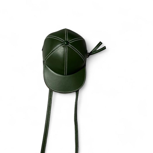 JW Anderson green leather baseball cap with adjustable strap