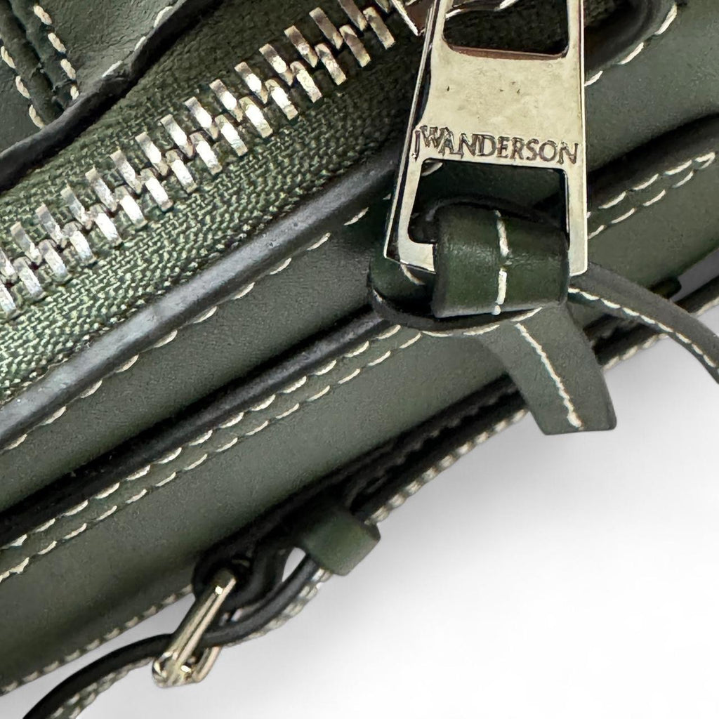 JW Anderson green leather baseball cap with adjustable strap