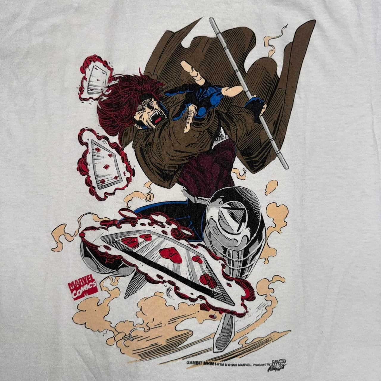 90s JE x Visione Gambit Marvel Comics graphic white tee Size XL